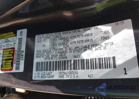 2020 Toyota Tundra Limited from USA, damaged, VIN 5TFBY5F17LX889096